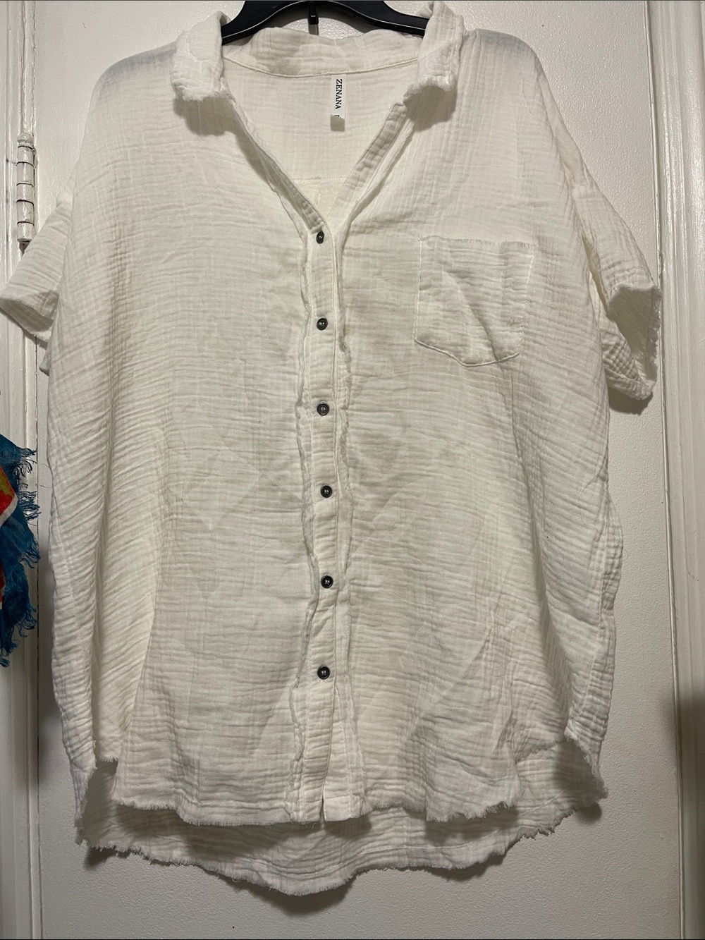 Zenana gauze waffle shirt Women’s XL white